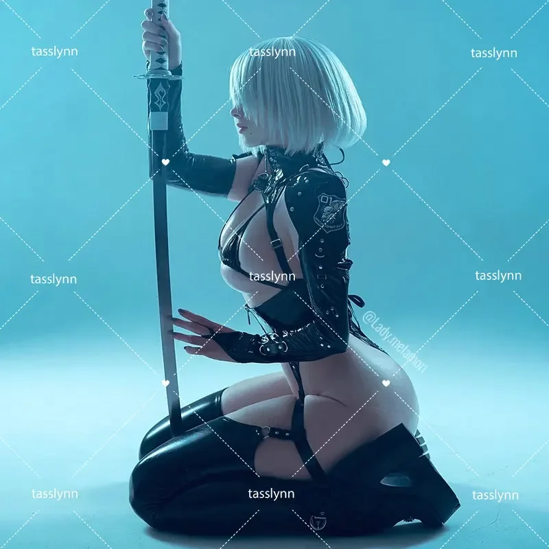 YoRHa 2B-Costume de Combat Noir pour Femme, Anime Nier, Ensemble Gelleather, Lingerie Sexy, Chaude, struction ée