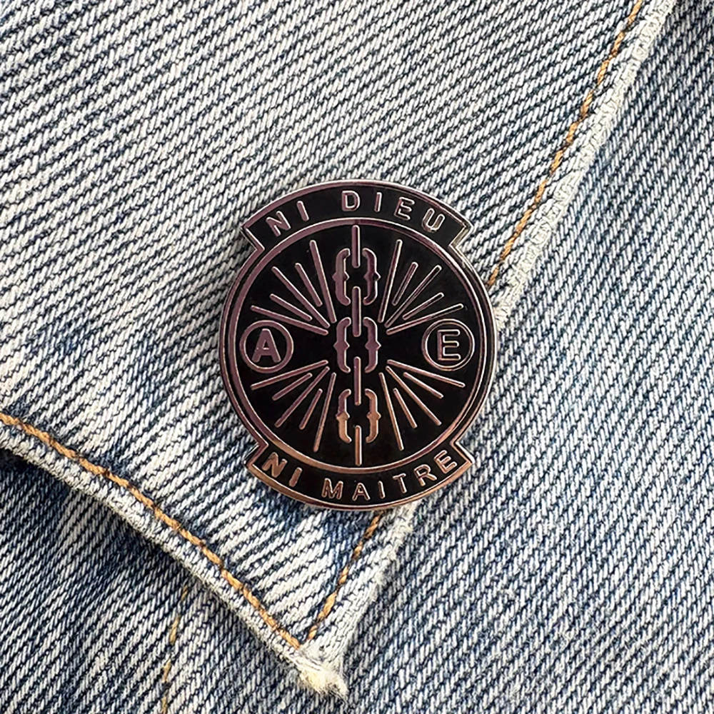 Ni Deus, Ni MaîTre Esmalte Broche Movimento Anarquista Refundar Para Obey Alfinete de Lapela Escuro Pursuit Of Freedom Terror E Blood Accessori