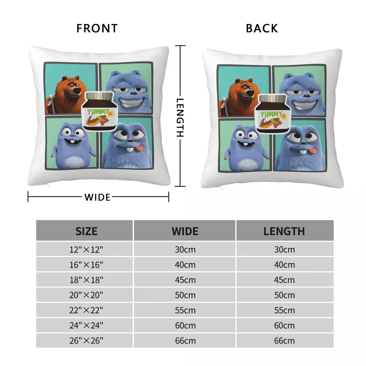 Grizzly And Lemmings Yummy Square Pillowcase Polyester Linen Velvet Printed Zip Decor Throw Pillow Case Sofa Cushion Cover 45x45