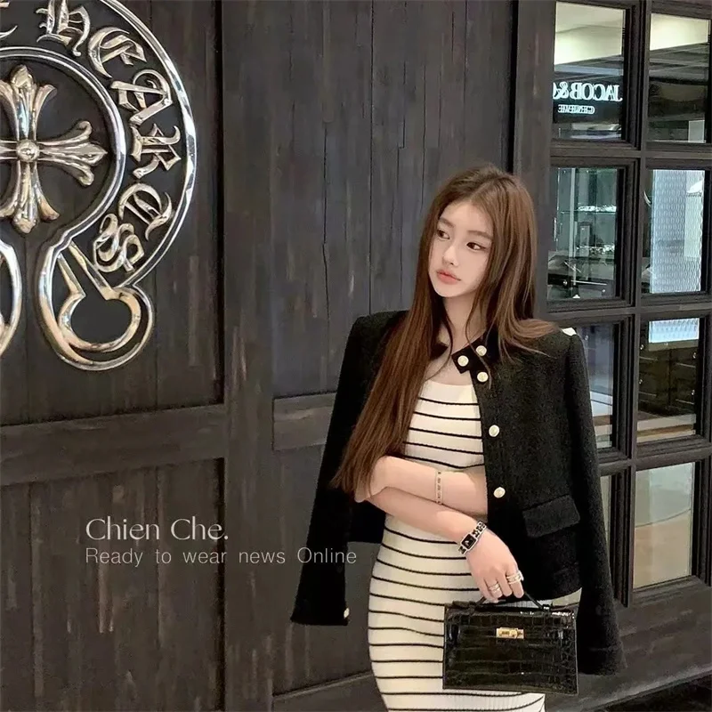 New outerwear Woman Clothes Cardigan  Spring Coat Jacket Fragrant Wind Coat Spring and Autumn High Stand Collar Loose Short Coat - view 5