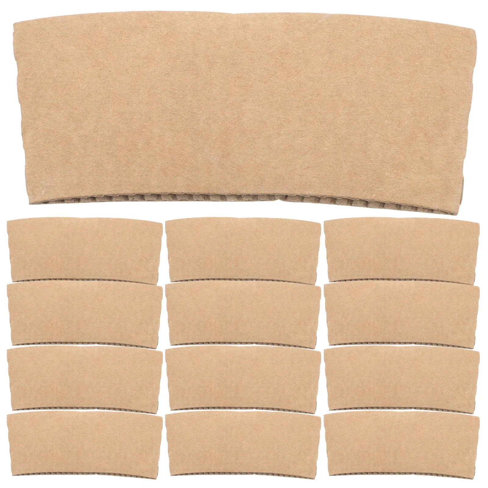 100Pcs Kraft Coffee Cup Sleeves Corrugated White Card Insulating Sleeve for Hot Coffee Tea Beverage Cup Protection Bulk