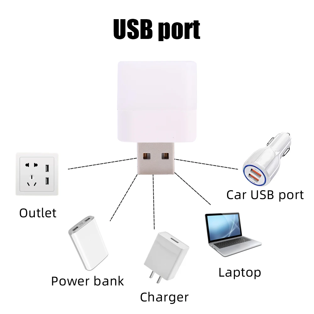 Portable USB Plug Lamp Small Night  Lights Eye Reading Desk LampsComputer Mobile Power USB LED  Light