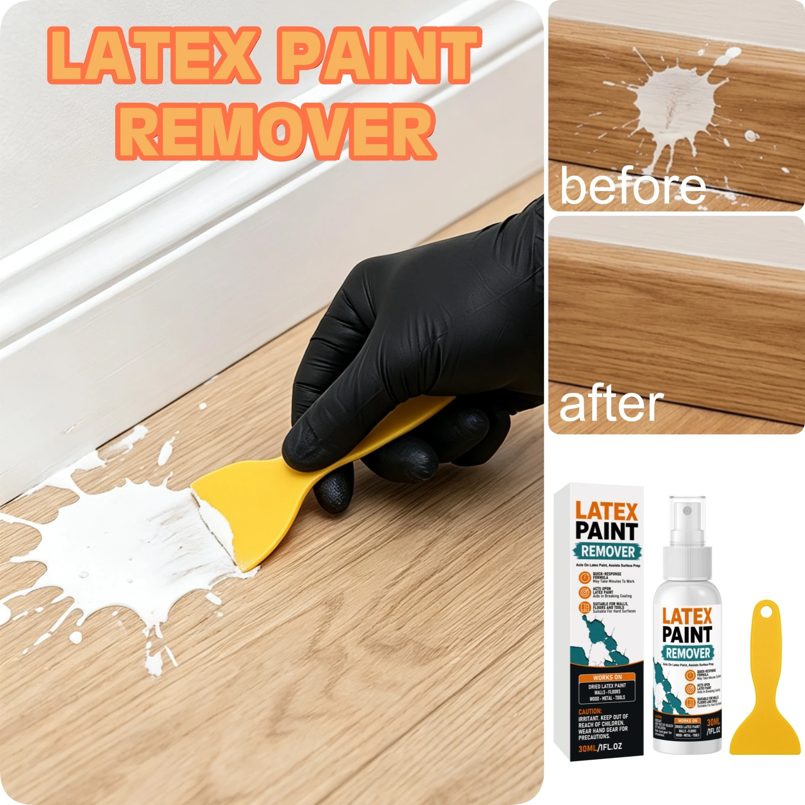 Latex Paint Remover Spray Wood Metal Tools Fast Acting Peeling Scraper Kit Daily Use Dry Paint Stripper Agent For Walls Floors