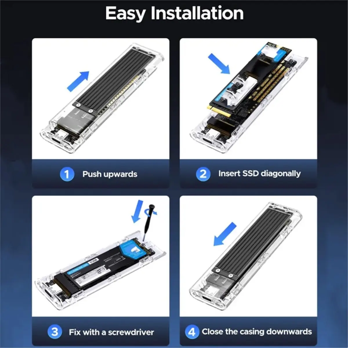 AT42 USB to M.2 NGFF SATA SSD Enclosure Adapter for 2242/2260/2280 Solid State Drives
