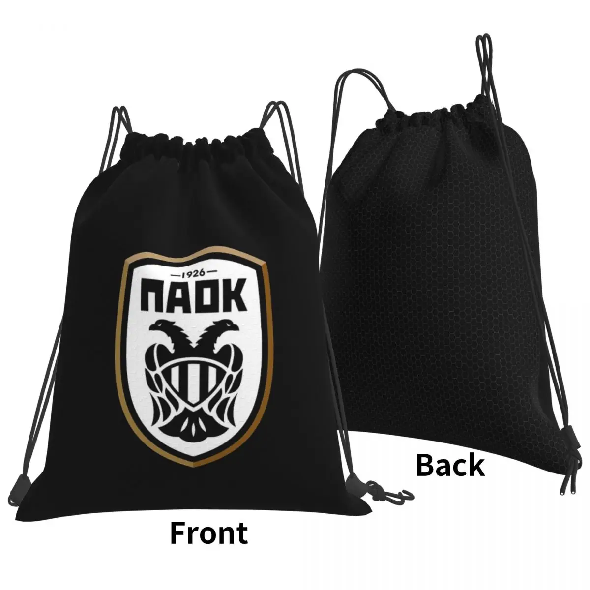 PAOK Greek Football Sports Fans From Thessaloniki Backpacks Fashion Drawstring Bags Storage Bag Book Bags for Travel School