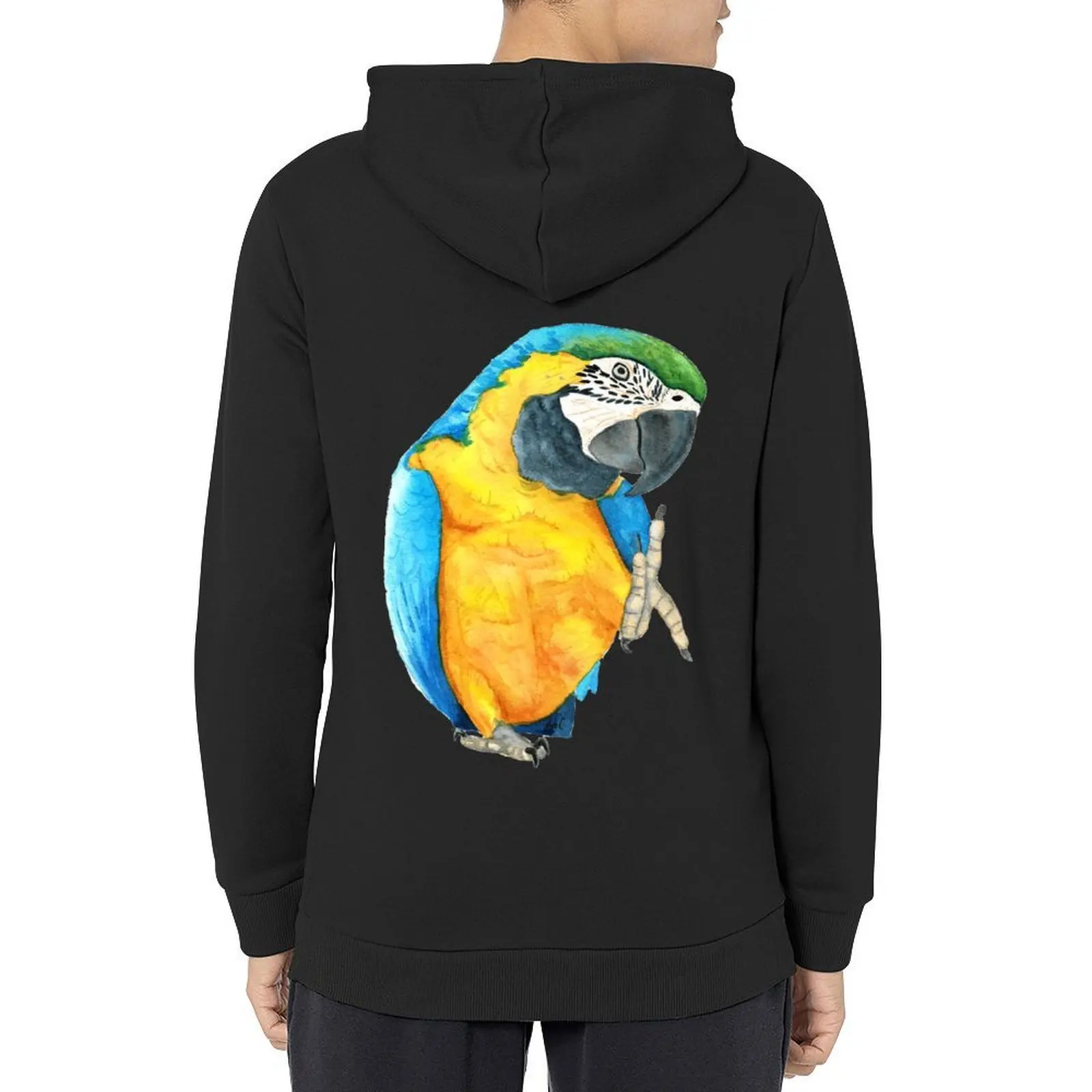 Сине-золотая толстовка Macaw ara Ararauna попугай акварель n.2 корейская осенняя одежда толстовки для мужчин