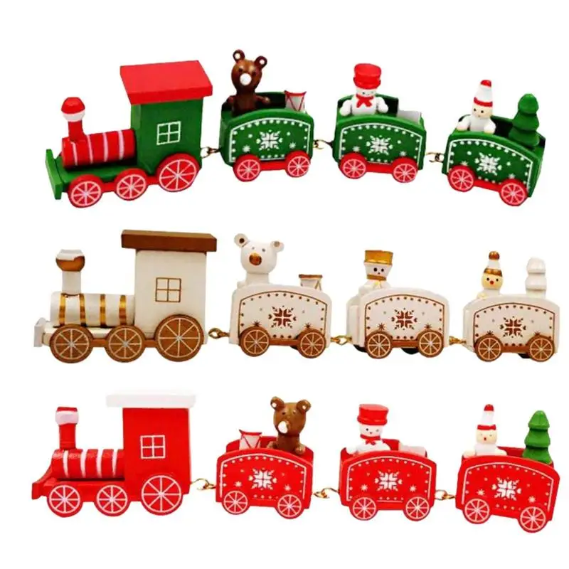 Wooden Christmas Train 2022 Christmas Decorations For Home Xmas Navidad Noel Gifts Christmas Ornament 2023 New Year Kids Gifts