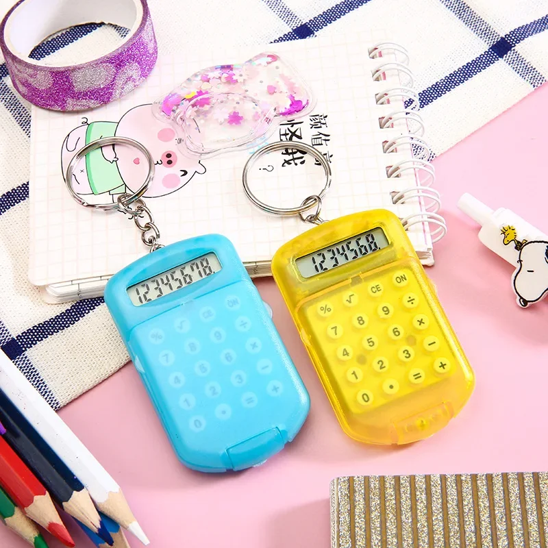 New Portable Mini Flip Calculator Hanging Pendant Keychain Keyring Key Holder Gift Calculadora Kawaii Minipro Calculators