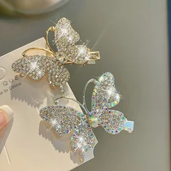 Clip de flequillo que brilla, horquilla de mariposa de simulación para mujer y niña, tocado con diamantes de imitación, Clip de pico de pato, accesorios para el cabello