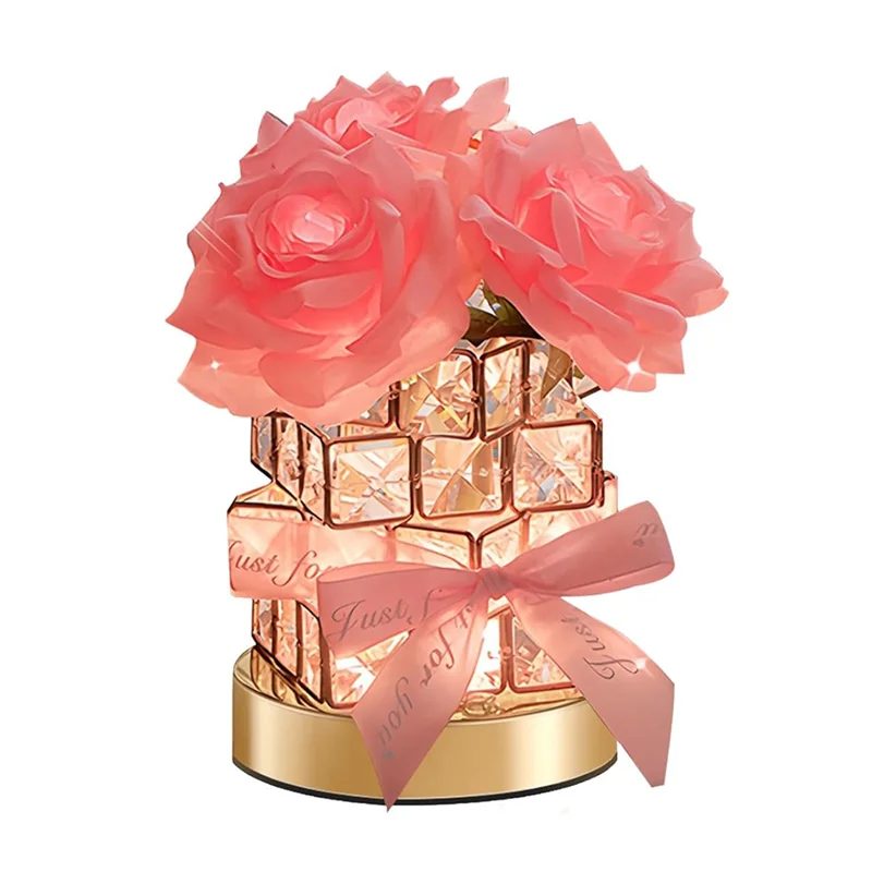 A95I-Rose Lamp 3 Colour Infinitely Dimming Battery Powered Small Night Light Touch Bedside Lamps