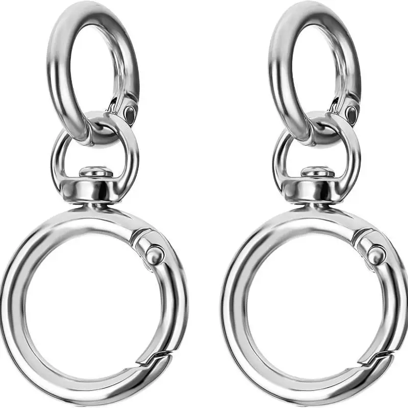 Round Spring Snap Carabiner Clips 2/5/10Pcs Lightweight O Ring Swivel Trigger Hook Clasps for Outdoor Hiking Key Organizing