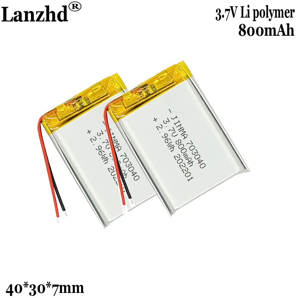 3.7V polymer lithium battery Bluetooth speaker toy LED light digital camera humidifier battery 703040 800mAh
