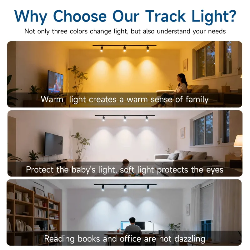 Tricolor Track Light Set 3Pcs 4Pcs 6Pcs 10Pcs Led Ceiling Light Spotlight Track Rail 30W 20W 12W for Living Room 110V  220V