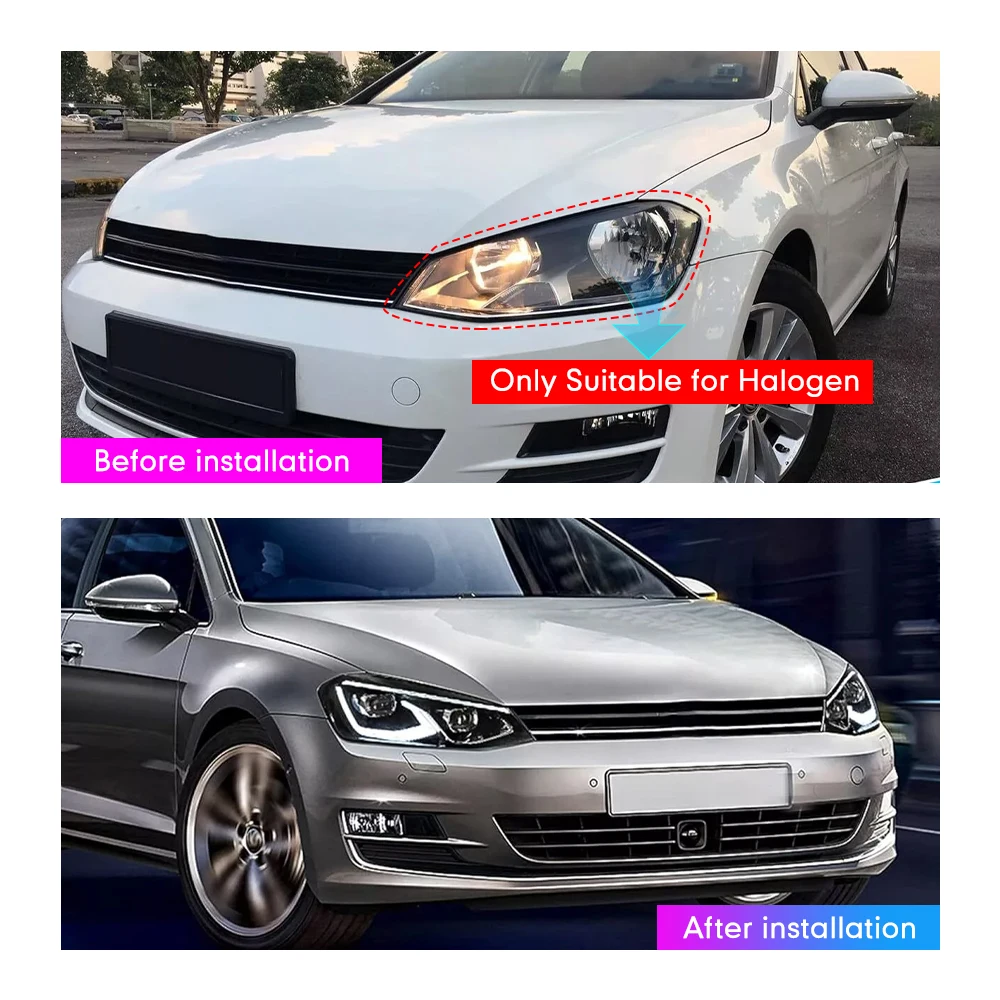Pair of Car Styling Car Headlight Assembly For VW GOLF 7 2014-2017 Head Lamp Car Tuning Light Accessories Parts Plug And Play