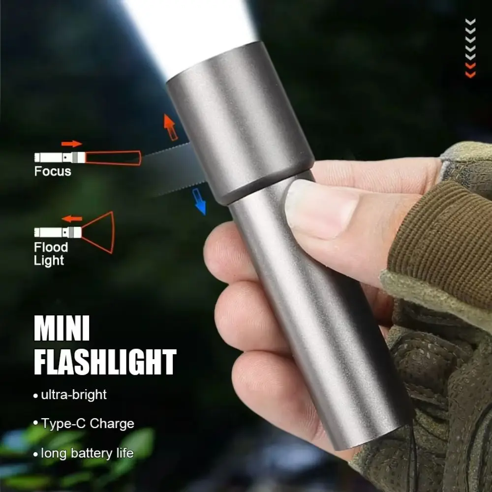 Super Bright Telescopic Zoom Flashlight Rechargeable Multi-speed Adjustment Strong LED Flashlight Stainless Steel Portable