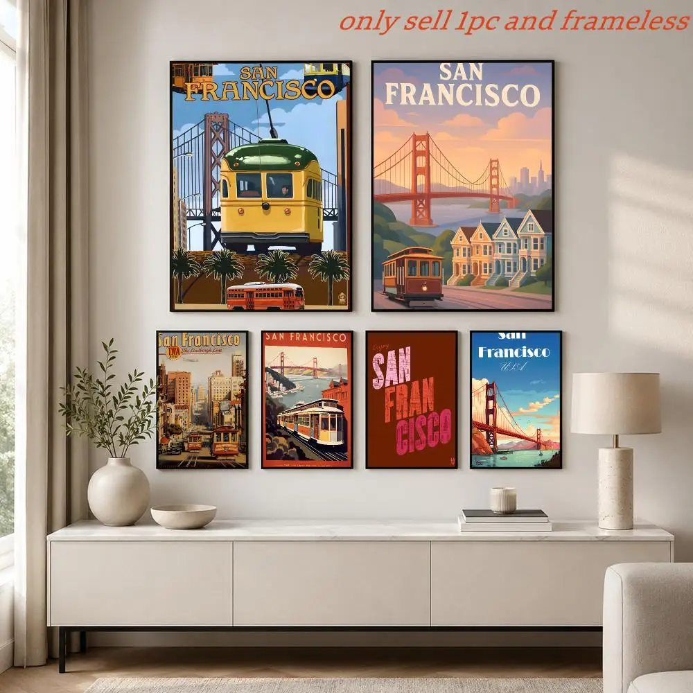 Poster Prints Cover Painting Wall Art Picture Living Room Home Decor San Francisco City Classic Style Poster