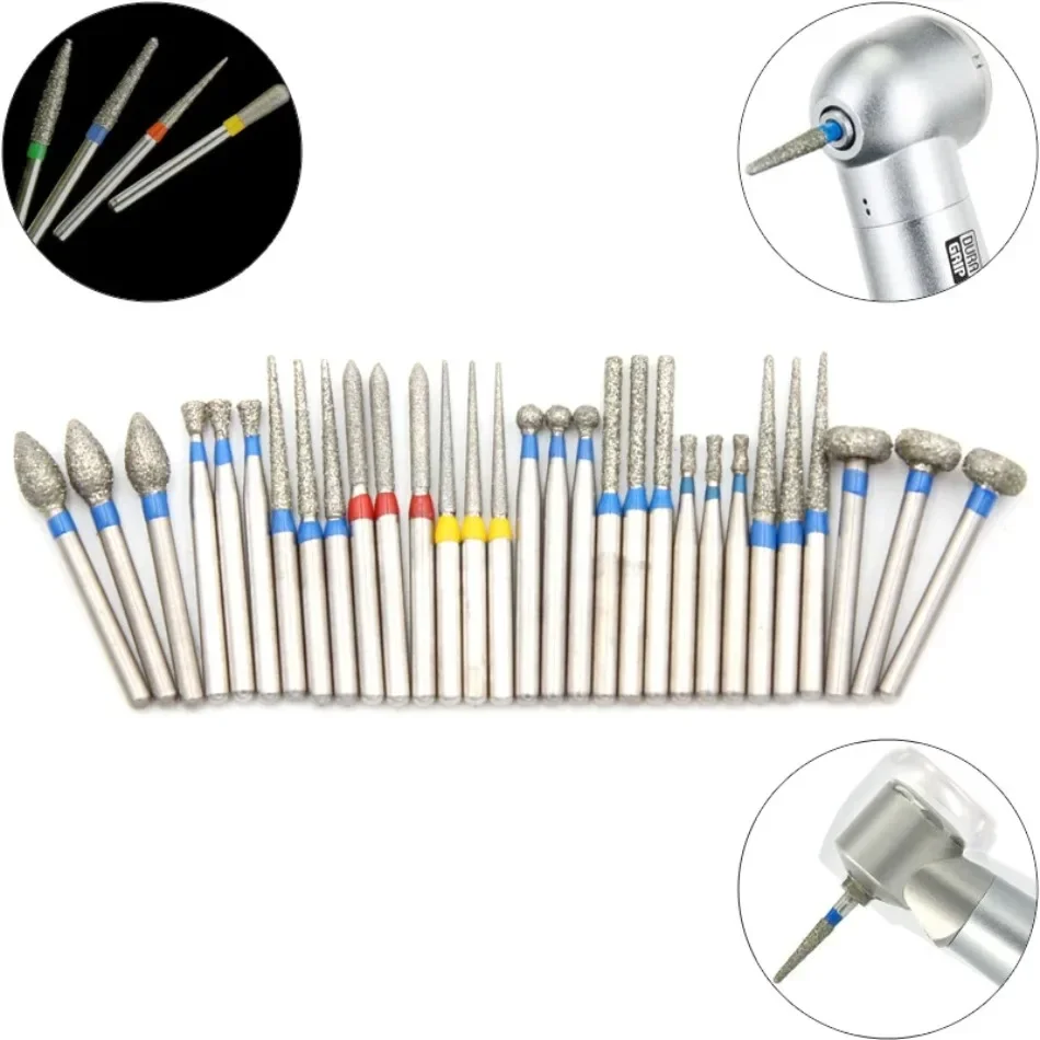 

30pcs Diameter 1.6mm Dental Diamond Burs High Speed Handpiece Polishing Smoothing Tool Dental Burs