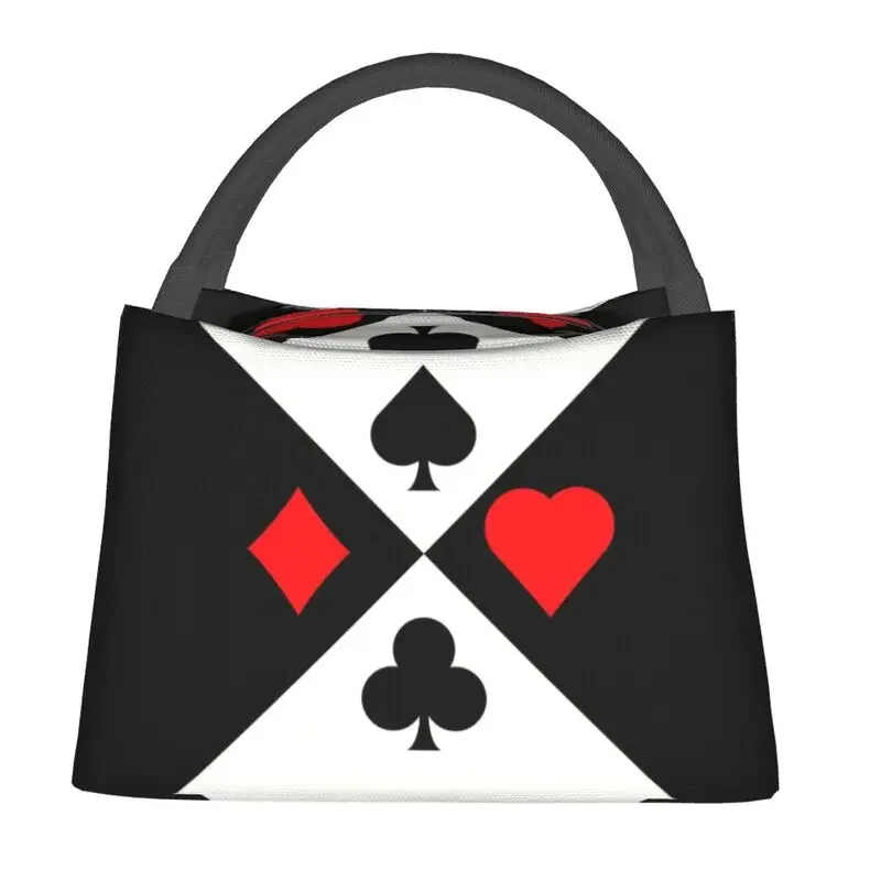 Poker Four Suits Insulated Lunch Tote Bag for Women Card Game Players Resuable Cooler Thermal Bento Box Work Travel