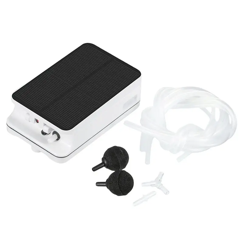 

ABKS-Solar Powered Oxygen Pump With Pipe Air Bubble Stone Fishing Aerator For Garden Fish Tank Pool Pond