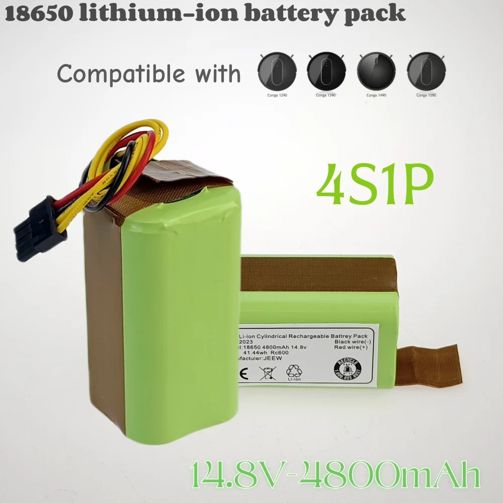 

100% New 14.4V 4800mAh Lithium-ion Battery For Cecotec Conga 1290 1390 1490 1590 Robot Vacuum Cleaner Battery