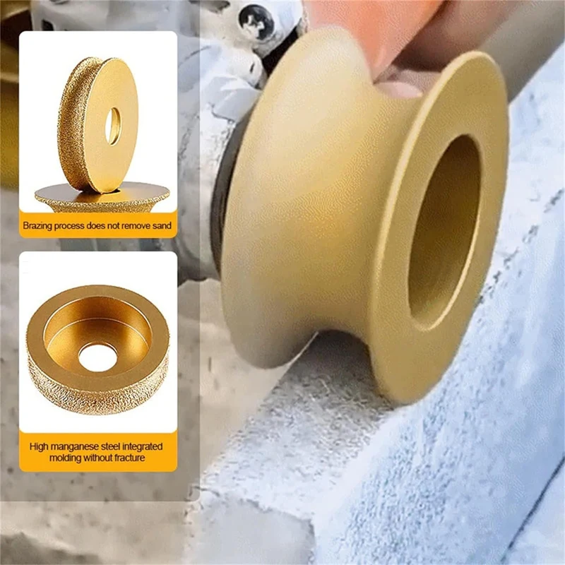 B62B 3 Inch for Edge Grinding Stone Wheel, 20mm Round Dry Vacuum Brazed Grinding Wheel for Tile, Marble, Granite, Concrete,