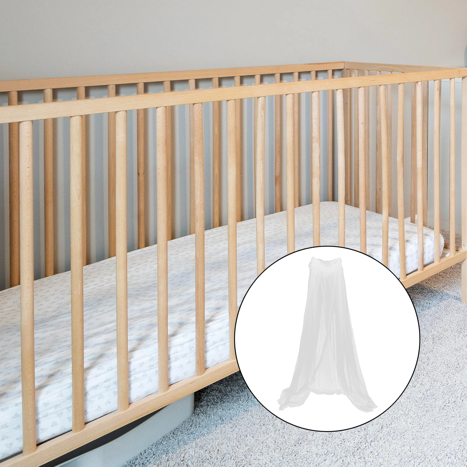 

Round Dome Bed Canopy Princess Style Mosquito Net White Toddler Crib Elegant Home Decor Bed Canopy for Girls Mosquito Net-White