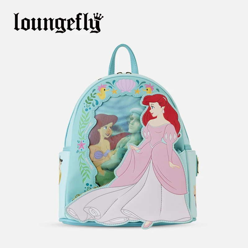 Authentic Loungefly Disney Little Mermaid Backpack Ariel Princess Bag Cartoon Cute Girl Bag Kids Mini Schoolbag Ladies gifts