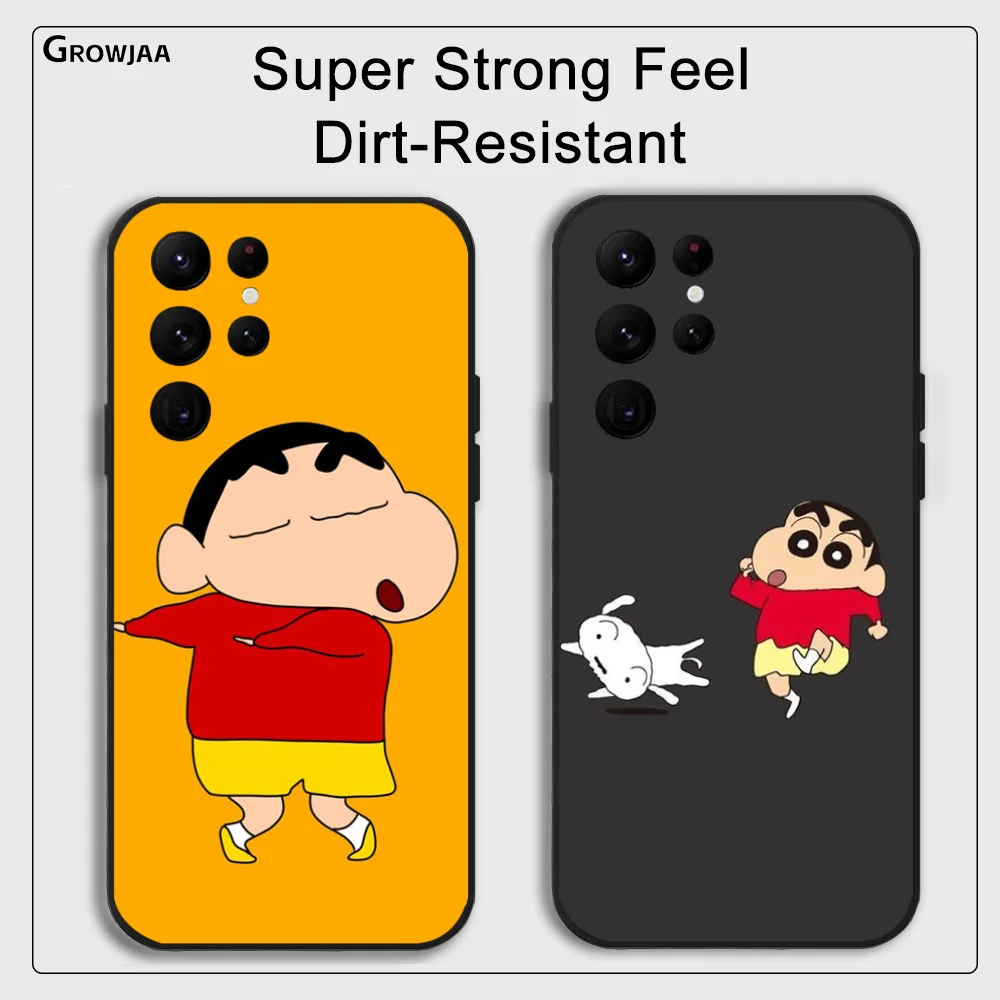 C-Crayon S-Shin-chan Cute Cartoon Phone Case for Samsung Galaxy S24 Ultra S22 S23 Ultra S21 S20 5G Protective Silicone TPU Funda