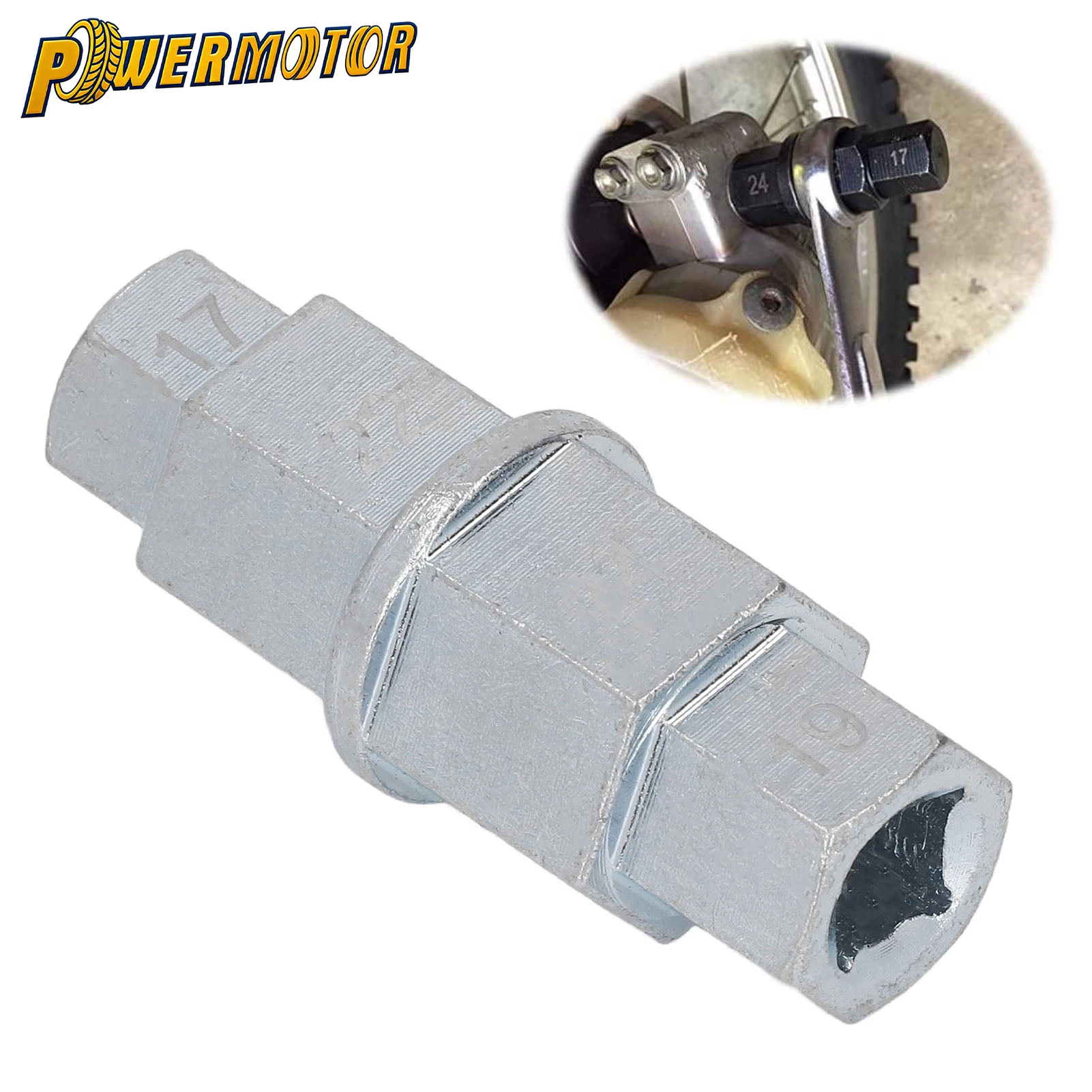 

Motorcycle 17 19 22 24mm 4-In-1 Sleeve Repair Spanner Universal Hex Axle Tool Hex Wrench Removal Tool Aluminum Accessories