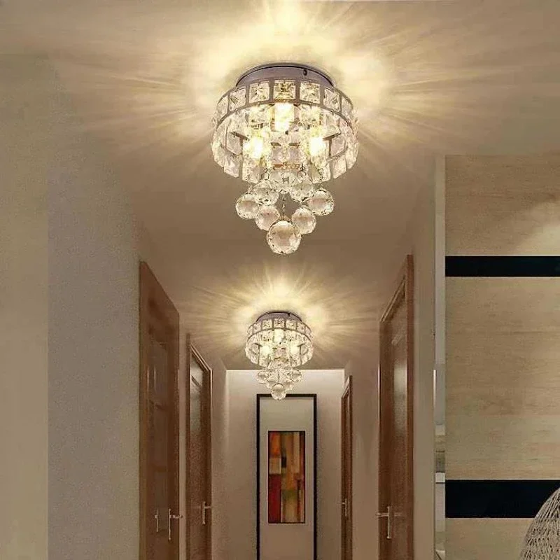 

Modern Aisle Lights Entrance Crystal Chandelier Mini with Three Hallway Bedroom Kitchen Children's Room