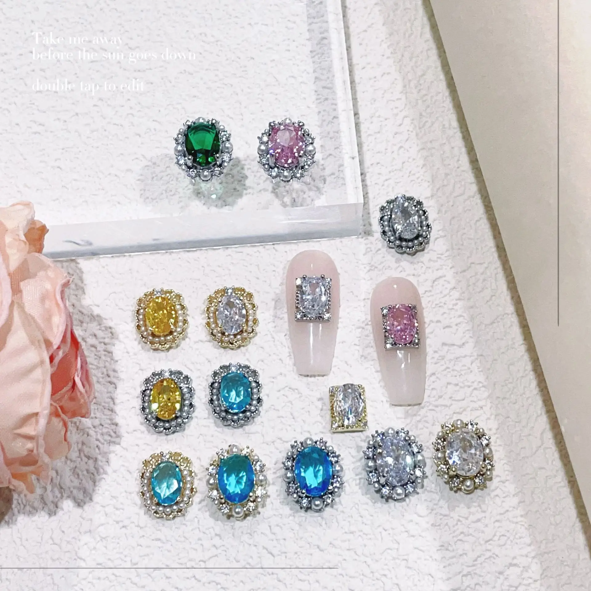 

5 шт. Декор для ногтей в стиле ретро: циркониевые элементы, круглые и квадратные цветы, жемчуг, стразы, аксессуары для дизайна ногтей, украшения для DIY маникюра