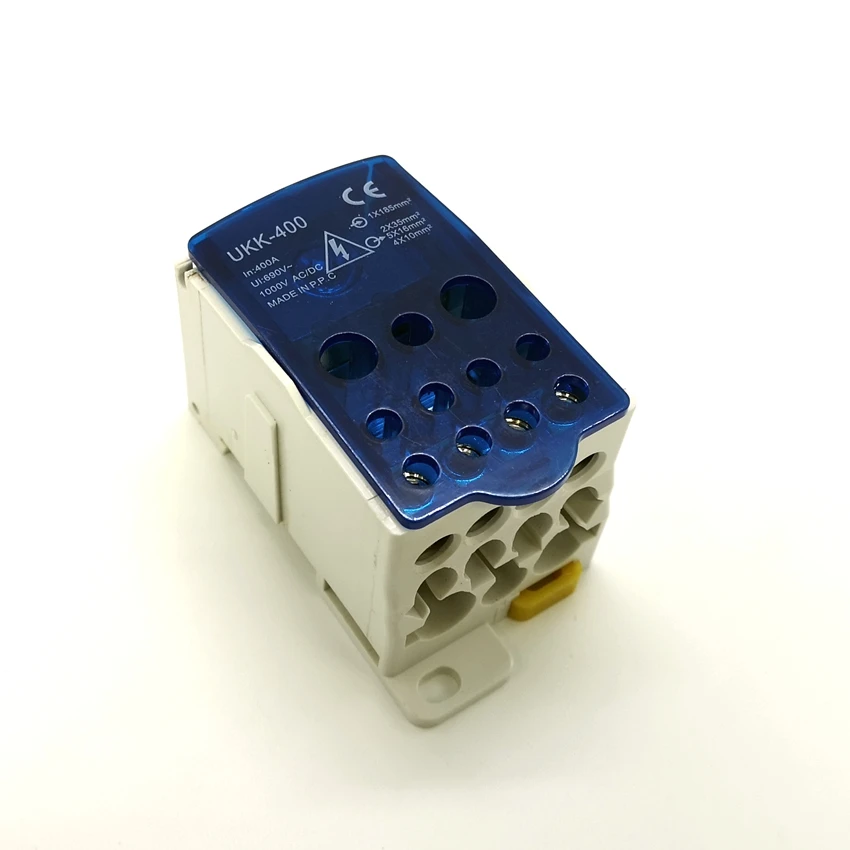 

UKK400A Terminal Block 1 in many Out Din Rail distribution Box Universal Electric Wire Connector