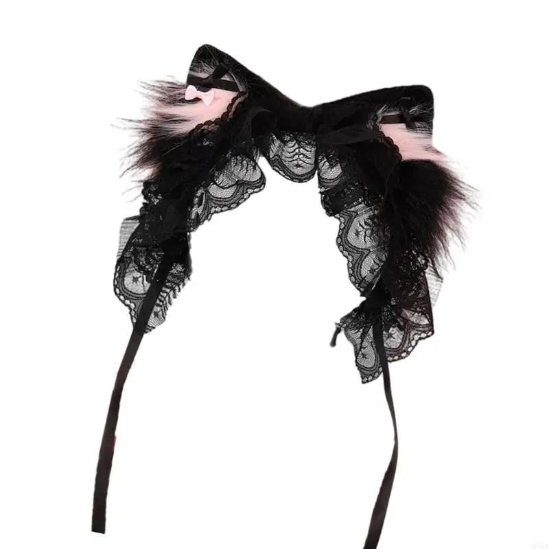 Plux Furry Cats Oreilles Hair Band for Girl Women Cosplay Party Party Fancy Distume Sweet Lolitas Headwear Cadeaux H7EF