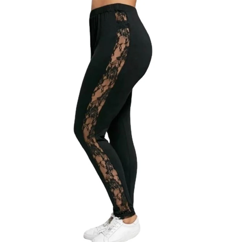 3XL Plus Size Lace High Waist Fitness Leggings Women Holllow Out Yoga Pants Gym Workout Sports Trousers