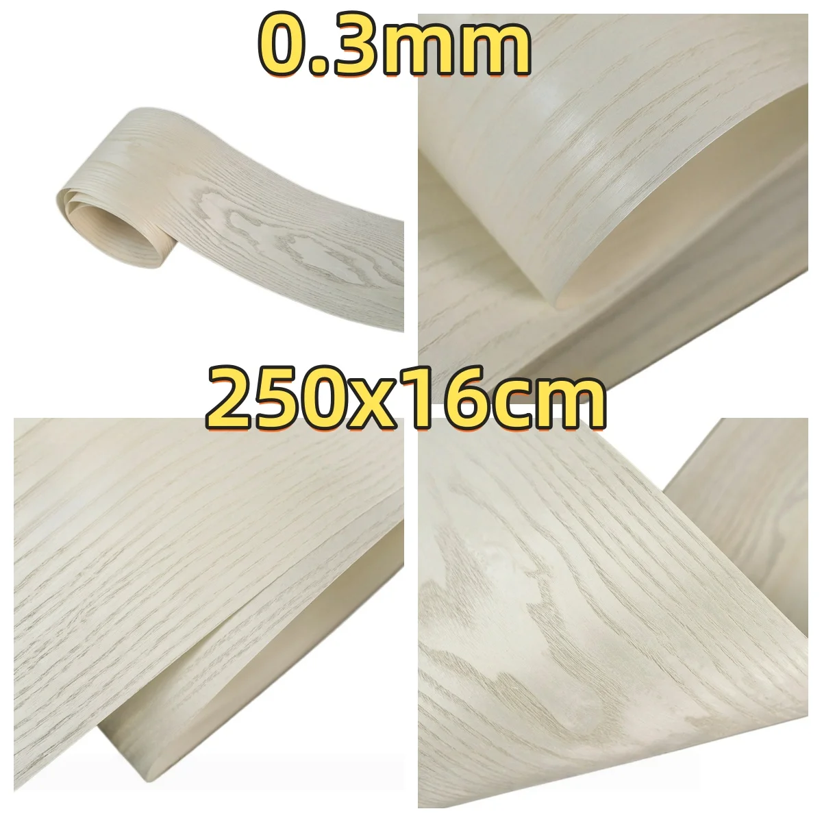 

White Ash Veneer, 0.3mm Thick, Size 250x16cm, Suitable For Gift Box And Guitar Body Veneering.