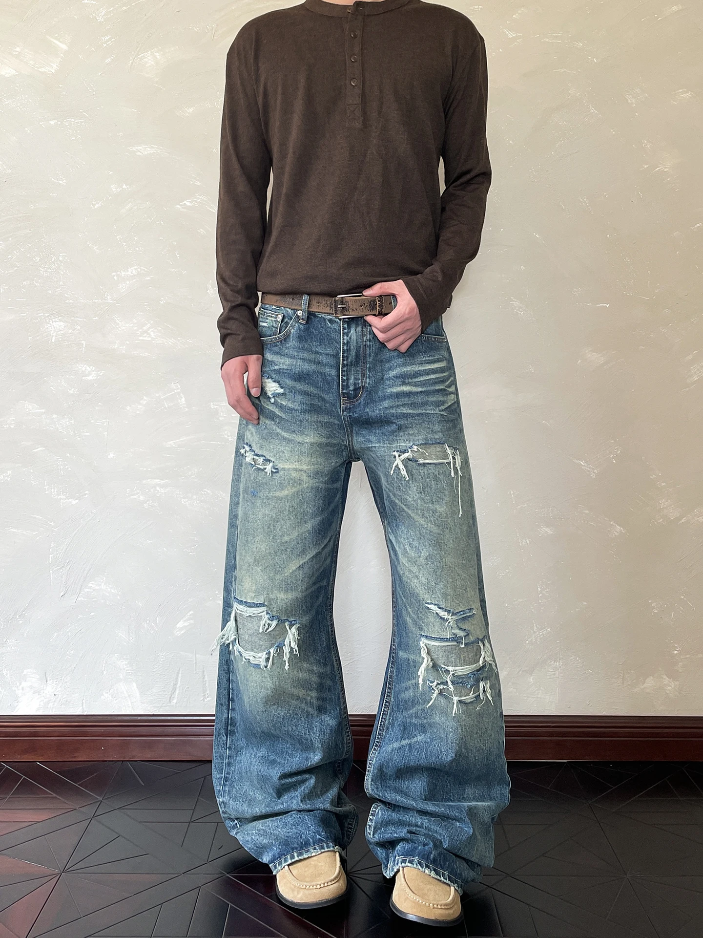 

American Retro Waed Loose Straight Leg Jeans Men Women Slimming Casual Cotton Denim Pants Vintage Sle Daily Wear