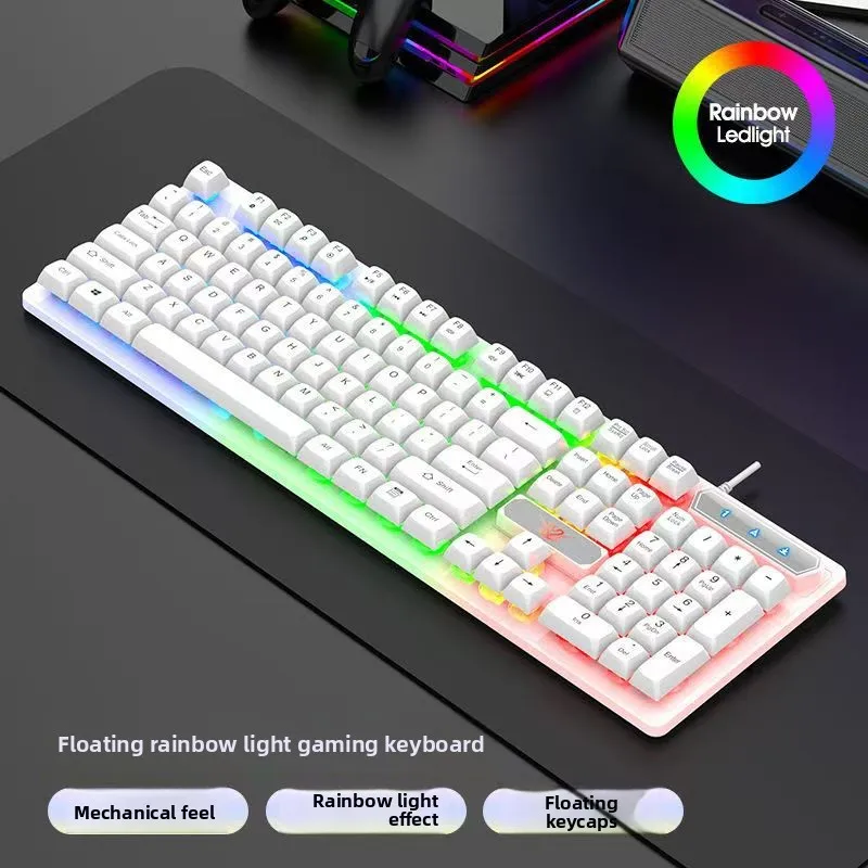 Cross‑Border Cool Wired RGB Backlit Programmable Mechanical Keyboard for Laptop Gaming Office Use Customizable Logo Floating