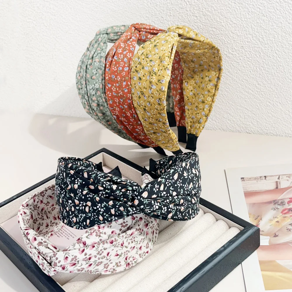 Bohemian Floral Cross Headband Women Wide Bands Hair Hoop Styling Tool Fabric Flower Print Vintage Headwear Accessories Summer - view 4