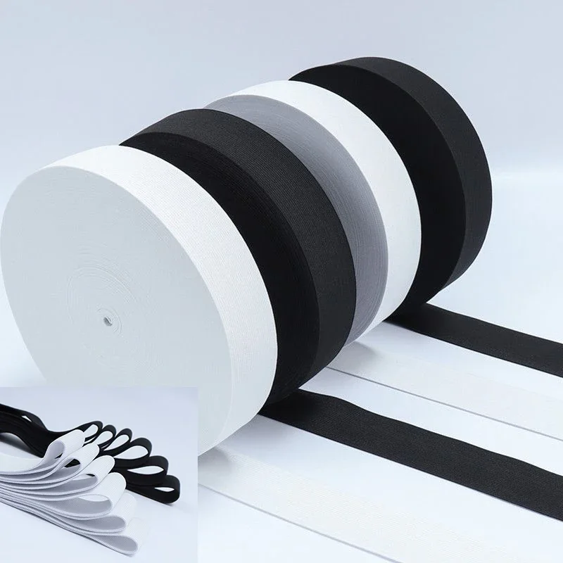 10 m flaches elastisches Band, mitteldick, schwarz, weiß, hohe Elastizität, Bund, Gummiband, Bekleidungs-Nähzubehör, 20 mm, 2026 NEU