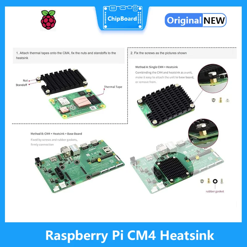 Радиатор Raspberry Pi CM4, компьютерный модуль Raspberry Pi 4, теплоотвод с термоклейкой лентой, отрезной для антенны