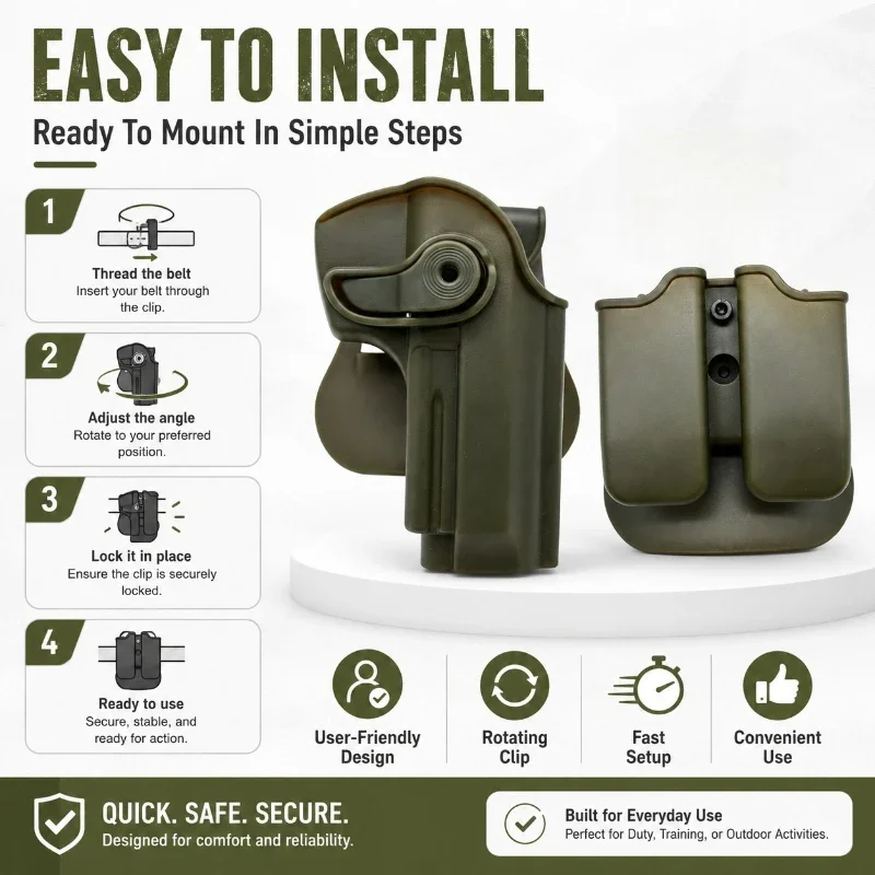Lightweight Rotating Belt Casing Kit Quick Take Sleeve & Detachable Dual Bags For Outdoor Casual Activity