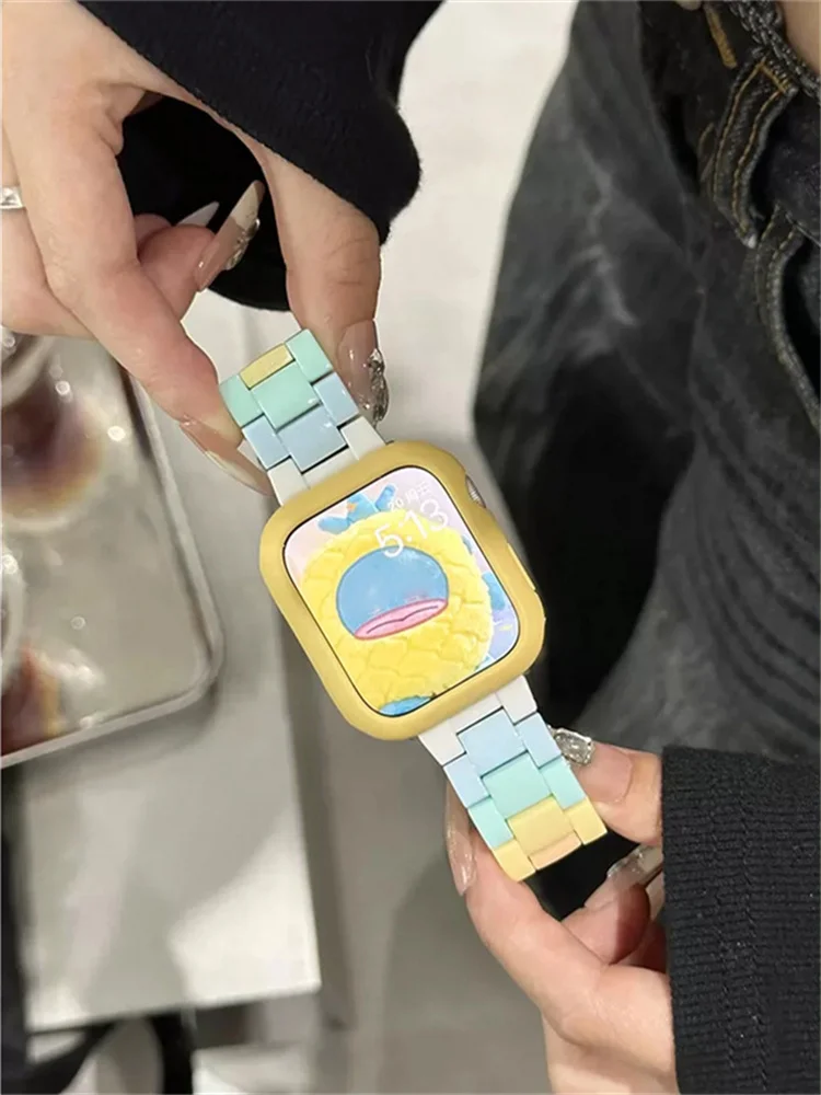 アップルウォッチ用レジンストラップとケース,レインボー,Iwatch用,49mm, 45mm, 40mm, 41mm, 38mm, 40mm, 44mm,iwatch 9, 8,se 7、6、5