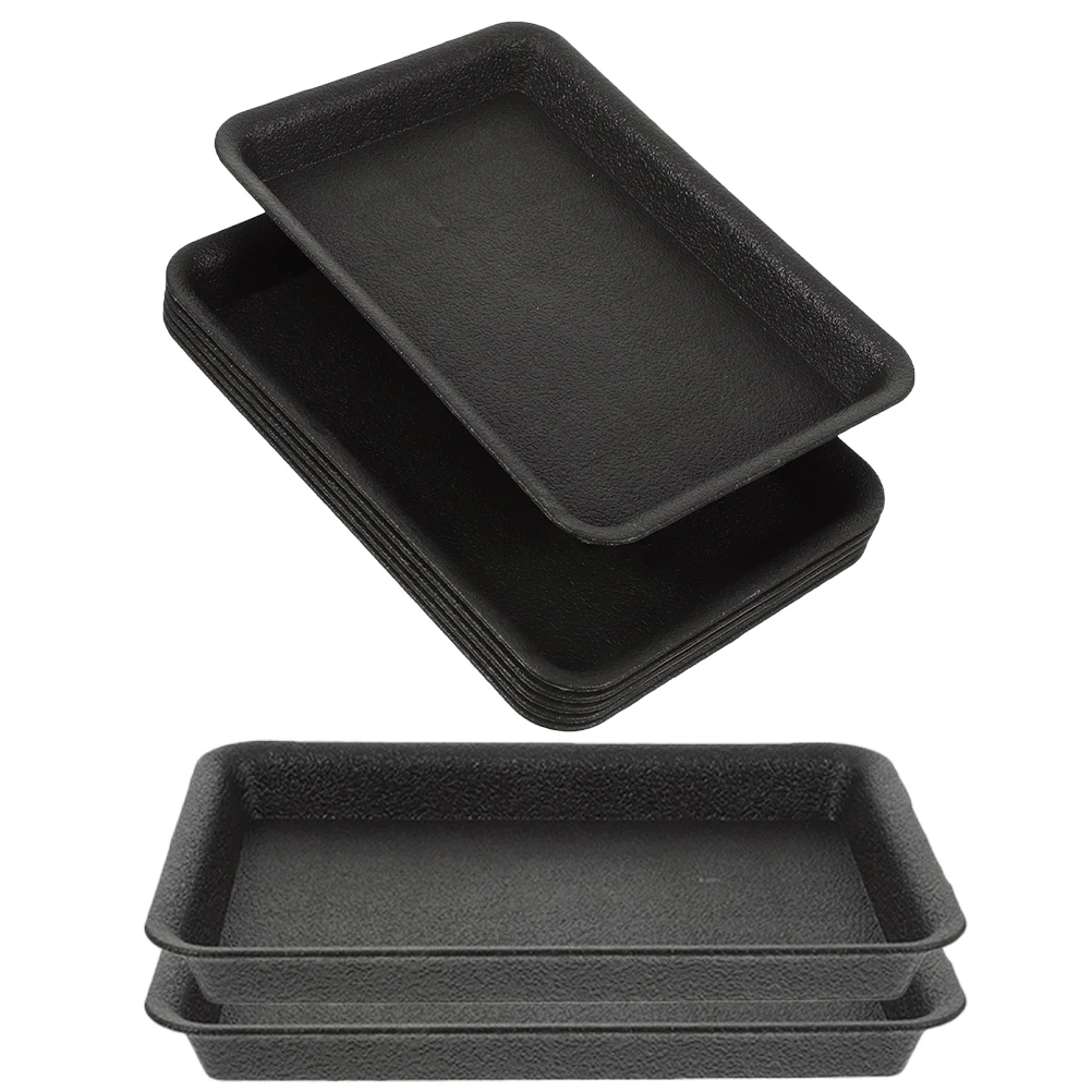 

8 Pcs Rectangular Flower Pot Trays Black Drip Saucers Plant Tray Bonsai Water Catcher Use Plastic Planter