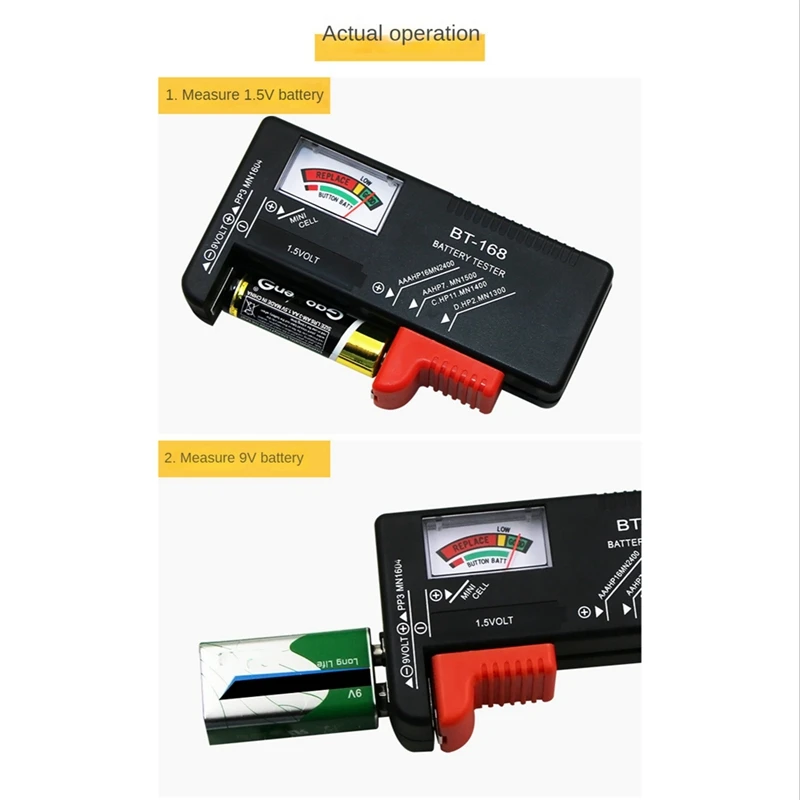 BT-168 AA/AAA/C/D/9V/1.5V Universal Button Cell Battery Colour Coded Meter Indicate Volt Tester BT168