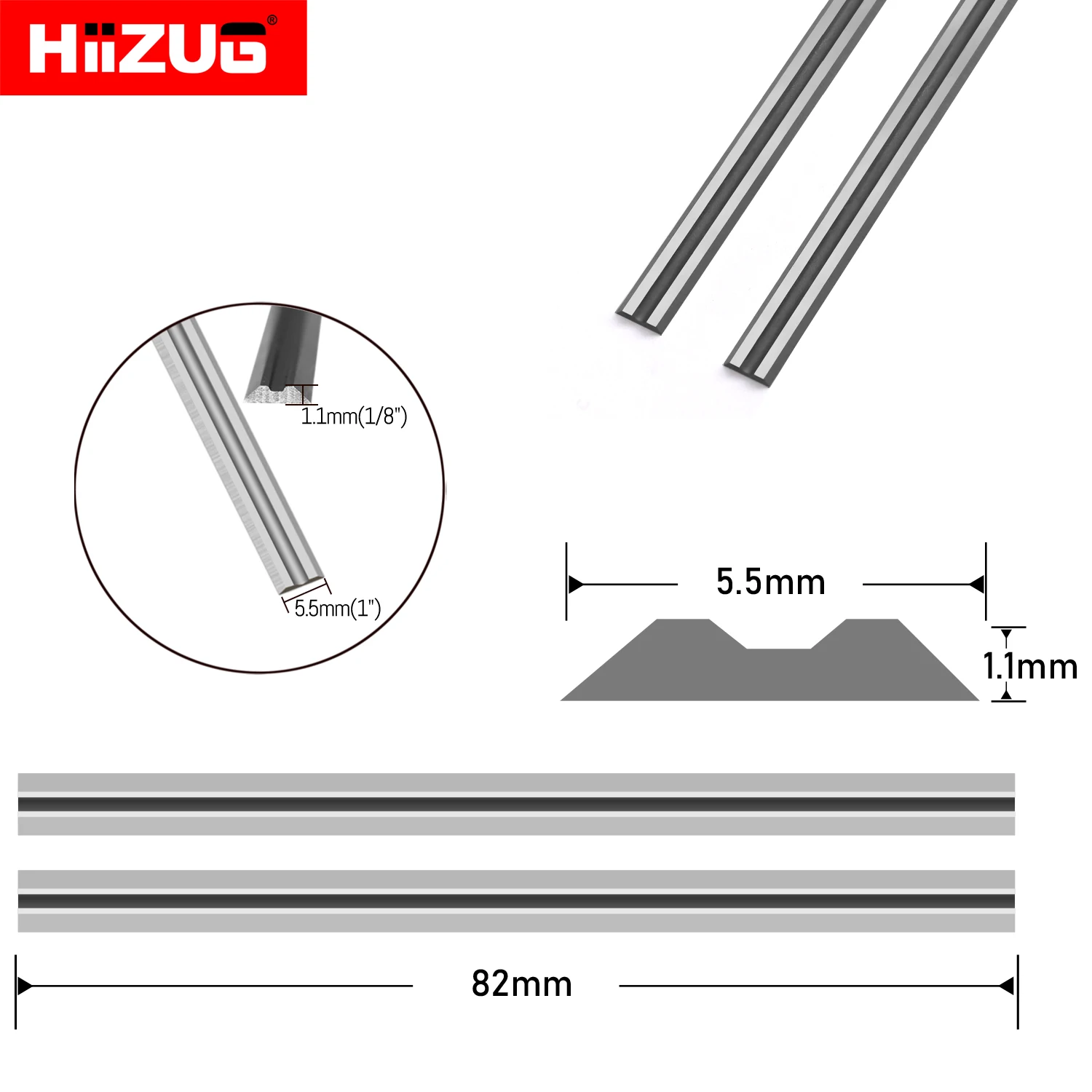 Imagem -03 - Carboneto de Tungstênio Lâminas Plaina Faca 82x55x11 mm Bosch Pl1632 Makita Kp0810 Wen b & d Ryobi Hitachi Dw680k Bosch