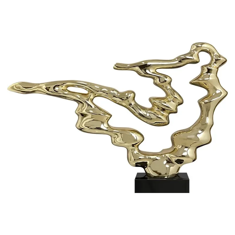 Modern new Chinese abstract electroplating ornament hotel lobby entrance sculpture