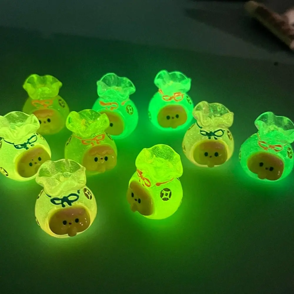 8pcs Luminous Lucky Bag DIY Accessories Resin Ornament Micro Landscape Key Chain Pendant Sweet Mini Cartoon Toy Ornaments