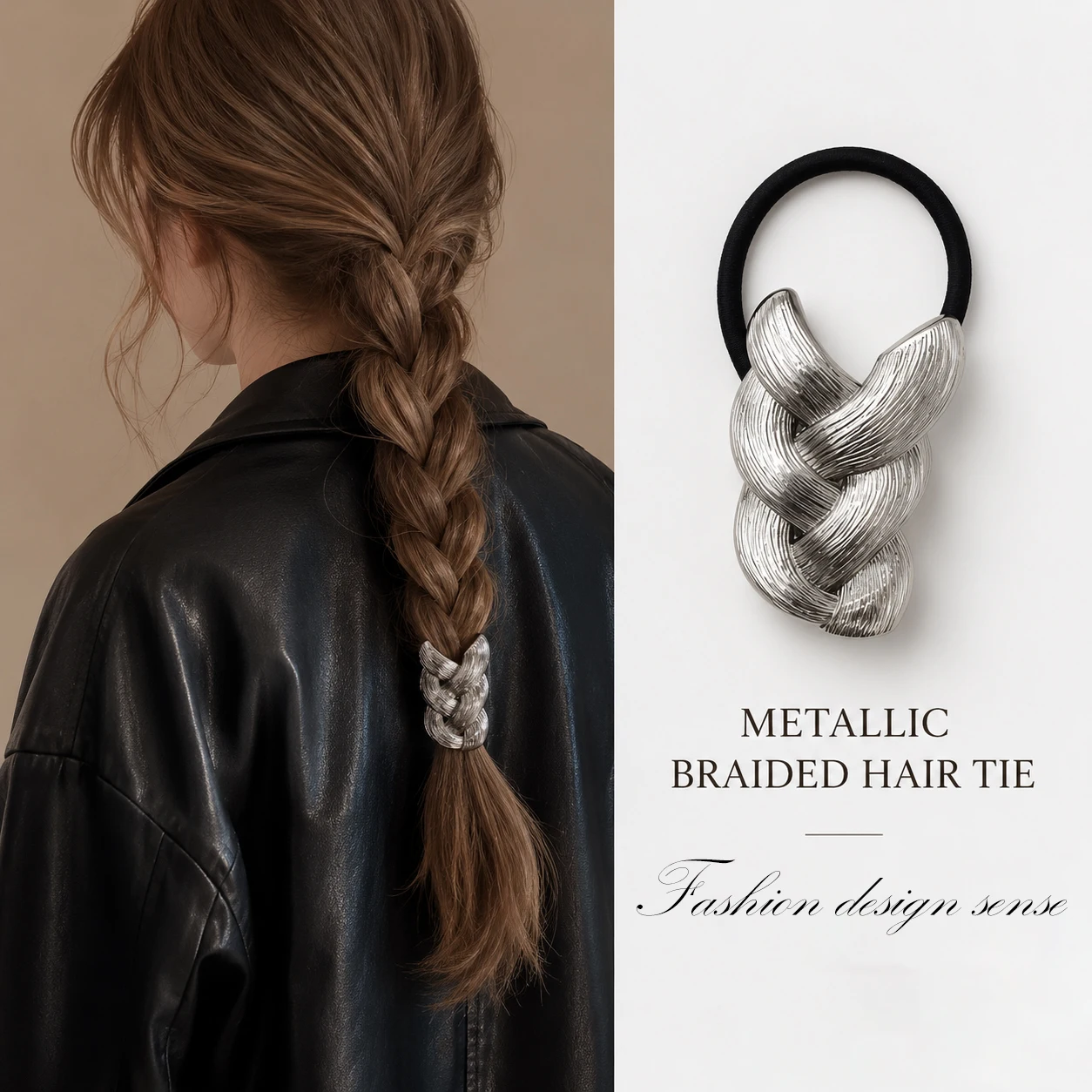 

Fashionable Metallic Braided Hair Tie, Retro Luxury Ponytail Holder, Elastic Hair Scrunchies for Braiding Hair, Women Daily Hair