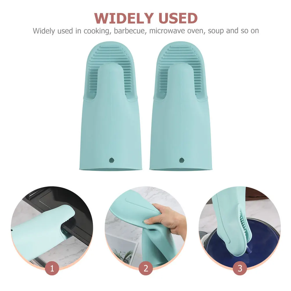 

1 Pair Silicone Oven Gloves Heat Resistant Non-Slip Baking Mitts Anti-Scald Insulation Microwave Gloves For Kitchen Cooking Bbq