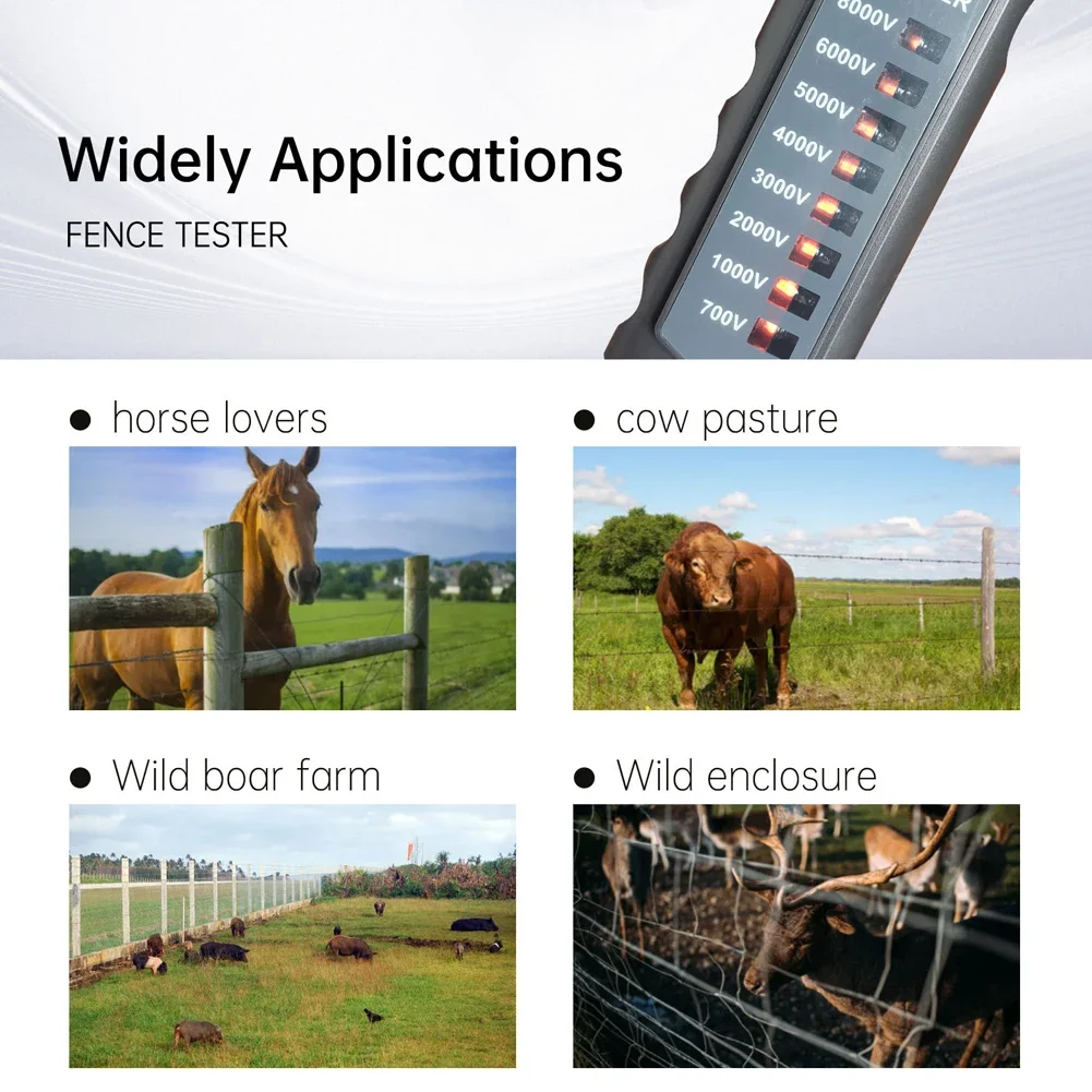 Electric Fence Tester 700-8000V Electronic Fence Pulse Voltage Detector Ultimate Safety Suitable for Horse Enthusiasts Dairy